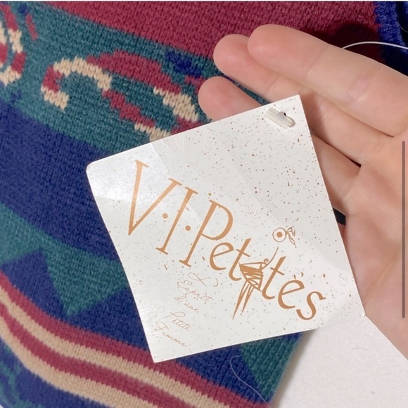 Vintage VIPetites Jacquard Southwestern Print Button Up Knit Vest L - Picture 5 of 9